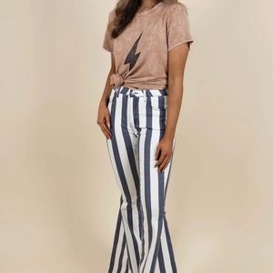 Ella striped flare jeans (navy/white)